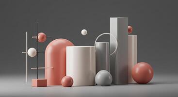 A group of different colored objects on a gray surface photo
