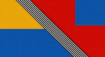 A blue, yellow and red square with a black line photo