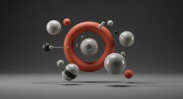 A 3d rendering of a circle with several balls photo