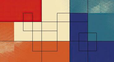 A painting of squares with different colors photo
