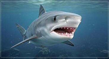 A shark with its mouth open and its mouth open photo