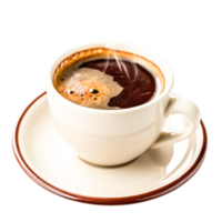 Steaming Hot Coffee in a White Cup and Saucer - Aromatic Beverage Photography png