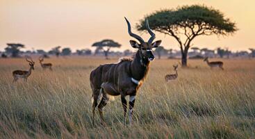 A large antelope in the grass photo