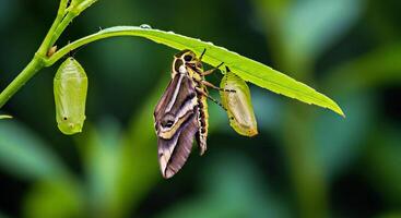 A moth is emerging from its cocoon photo
