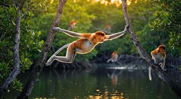 Proboscis monkey in the jungle photo