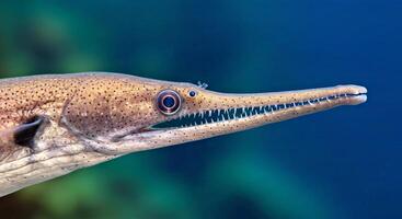 A close up of a fish with a long, sharp beak photo