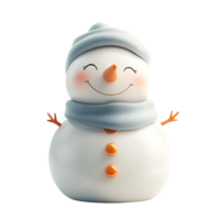 Festive 3D Illustration of a Happy Snowman Bundled Up in a Cozy Scarf and Hat for Winter Celebrations png