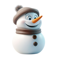 Charming and Playful Snowman in 3D Wearing a Warm Winter Hat and Colorful Scarf for Seasonal Greetings png