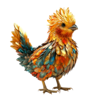 Vibrant Multicolored Bird with Stunning Feathers and Unique Artistic Design Isolated on Transparent Background png