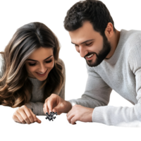 Modern Connection A Couple Engaged With a Smartphone on a Table png