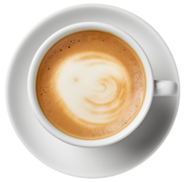 Top view of a coffee cup with latte art png
