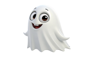 A cheerful ghost with sparkling white drapery, large expressive eyes, and a wide smile, exuding a playful and friendly vibe png