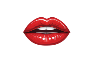Artistic depiction of shiny red lips with intricate highlights, parted for a striking visual emphasis on texture and color png