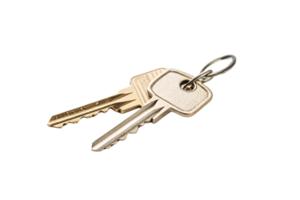 Two traditional metallic keys on a simple ring, emphasizing functionality and practicality in everyday use png