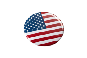A slightly angled perspective of a shiny badge with the U.S. flag, highlighting the stars and stripes in striking detail png