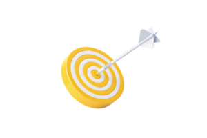 A bright yellow-and-white target struck by an arrow, symbolizing optimism, accuracy, or achievement in a cheerful and modern design png