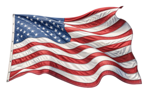 A slightly different angle of the American flag, highlighting its rippling motion with intricate stitching details in the fabric png