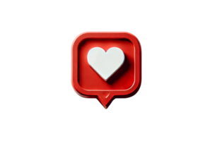 A red speech-bubble icon with a white heart centerpiece, capturing the essence of social interaction and affection png