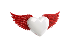 A sleek white heart with bold, glossy red wings, creating a striking contrast, symbolizing passion and purity png