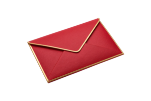 A sleek red envelope outlined with golden accents, blending simplicity with elegance, ideal for festive or romantic correspondence png