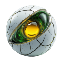 Surreal abstract futuristic mechanical eye transparent image. Robotic component isolated cutout 3d render. Cyberpunk scifi. Cybernetic vision cut out clipart design element png