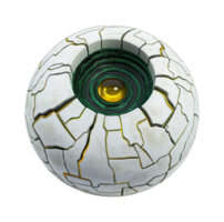 Futuristic cracked robotic eye transparent image. Cybernetic vision isolated cutout 3d render. Artificial intelligence. Sci-fi mechanical iris cut out clipart design element png