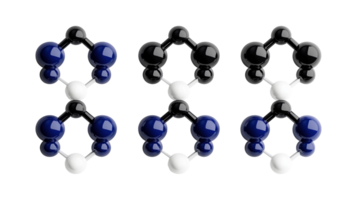 Complex atomic structures and chemical bonding transparent image set. Atoms molecules isolated cutouts 3d render. Biotech physics cut outs cliparts design elements collection png