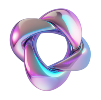 Mesmerizing metallic abstract shape transparent image. Futuristic and sci-fi aesthetics isolated cutout 3d render. Iridescent object. Modern sculpture cut out clipart design element png