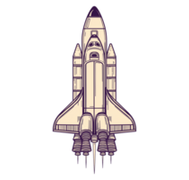 Vintage space shuttle line drawing transparent image. Launch spacecraft engines, fuel boosters isolated cutout. Spaceship engineering blueprint cut out clipart design element png