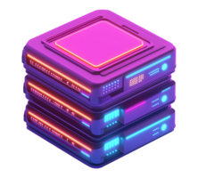 Futuristic AI processing unit stack image isolated transparent. Next-generation computing cut out photo . Machine intelligence. Cyberpunk hardware cutout element object photography png