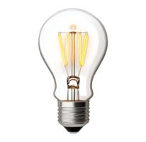 Vintage filament light bulb with warm glow image isolated transparent. Lightbulb incandescent lamp cut out photo . Electrical fixture. Energy source cutout element object photography png
