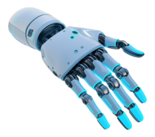 Cybernetic bionic hand with futuristic design image isolated transparent. Mechanical prosthetics. Advanced robotics prosthesis cutout element object photography png