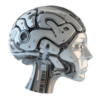 Cybernetic female head with futuristic implants image isolated transparent. Machine intelligence. Android robotic engineering cutout element object photography png