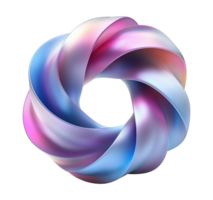 Elegant twisted metallic loop in soft pastel tones transparent image. Futuristic abstract aesthetics isolated cutout 3d render. Artistic abstraction cut out clipart design element png