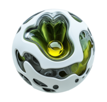 Organic biomechanical eye with liquid core transparent image. Advanced robotics isolated cutout 3d render. Cyberpunk aesthetic futuristic sci-fi cut out clipart design element png
