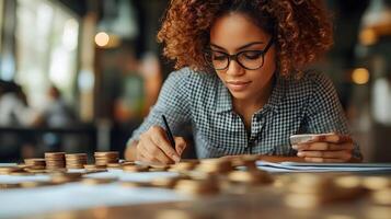 Digital link technology in finance, banker analyzing big data in tech-driven environment photo