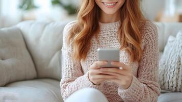 Executive reading messages on mobile phone, office background, modern technology in business photo