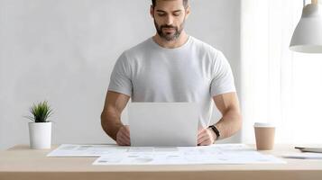 CEO preparing a New Year vision board filled with charts, graphs, and inspirational images photo