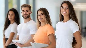 A fitness trainer guiding a client in modern gym, vibrant and motivational atmosphere photo