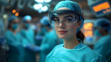 Smart glasses providing live diagnostics and patient data to surgeons during complex procedures photo