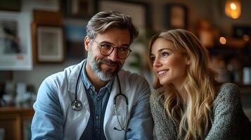 Doctor explaining AI-detected issues during a remote consultation with a patient photo