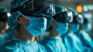 Medical professionals using augmented reality combined with AI for complex surgeries photo