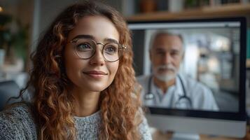 Doctor explaining AI detected issues during a remote consultation with a patient. photo