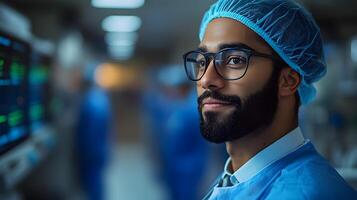 Technicians using AI-integrated scanning devices for rapid diagnostics in hospitals photo