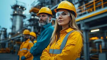 Factory operators interacting with touchscreens displaying AI performance analytics photo