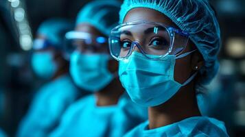 Healthcare workers preparing for a surgery with technology-driven tools photo