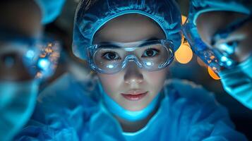 Healthcare workers preparing for a surgery with technology driven tools, photo