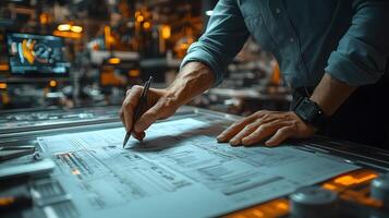 Insurance adjuster inspecting detailed policy documents alongside interactive 3D data, 8K detailed 3D animation render, photo