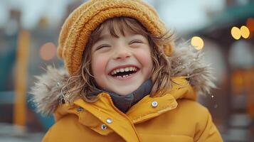 A group of children laughing and playing together on a playground, highlighting the importance of laughter for well-being, 8K high resolution with copy space photo