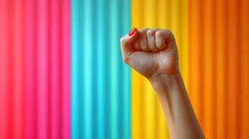 Bright and colorful poster with an inspiring quote about equality, modern and eye-catching design, powerful awareness message, 8K high resolution with copy space photo
